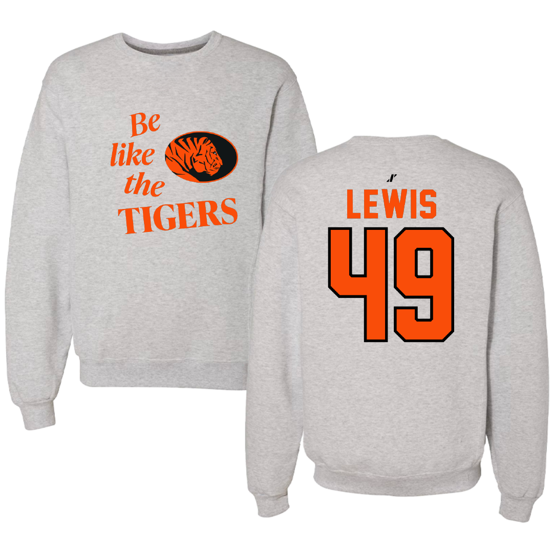 East Central University Football Light Gray Be Like Us Crewneck - #49 Amajah Lewis