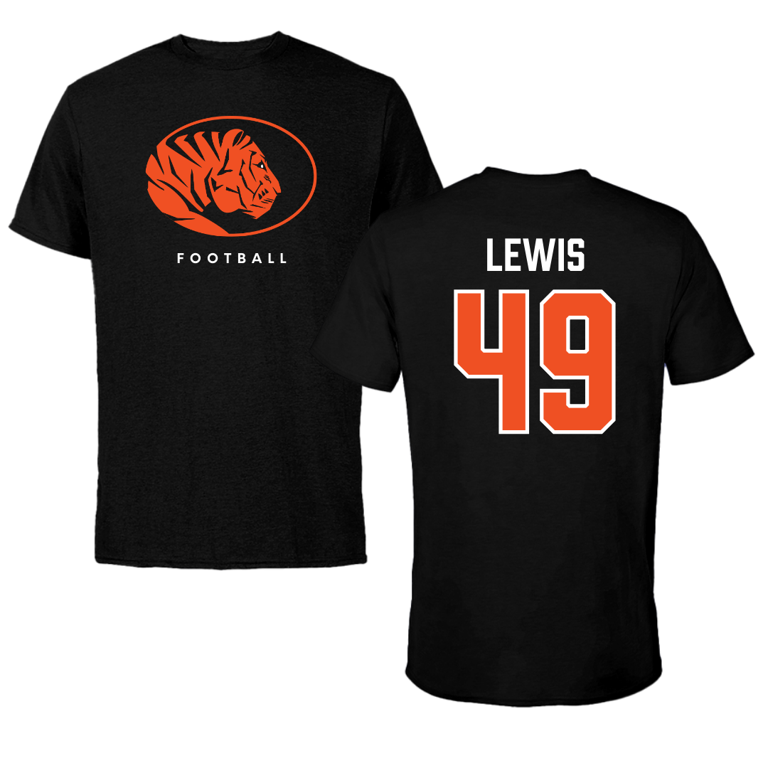 East Central University Football Black Tee  - #49 Amajah Lewis