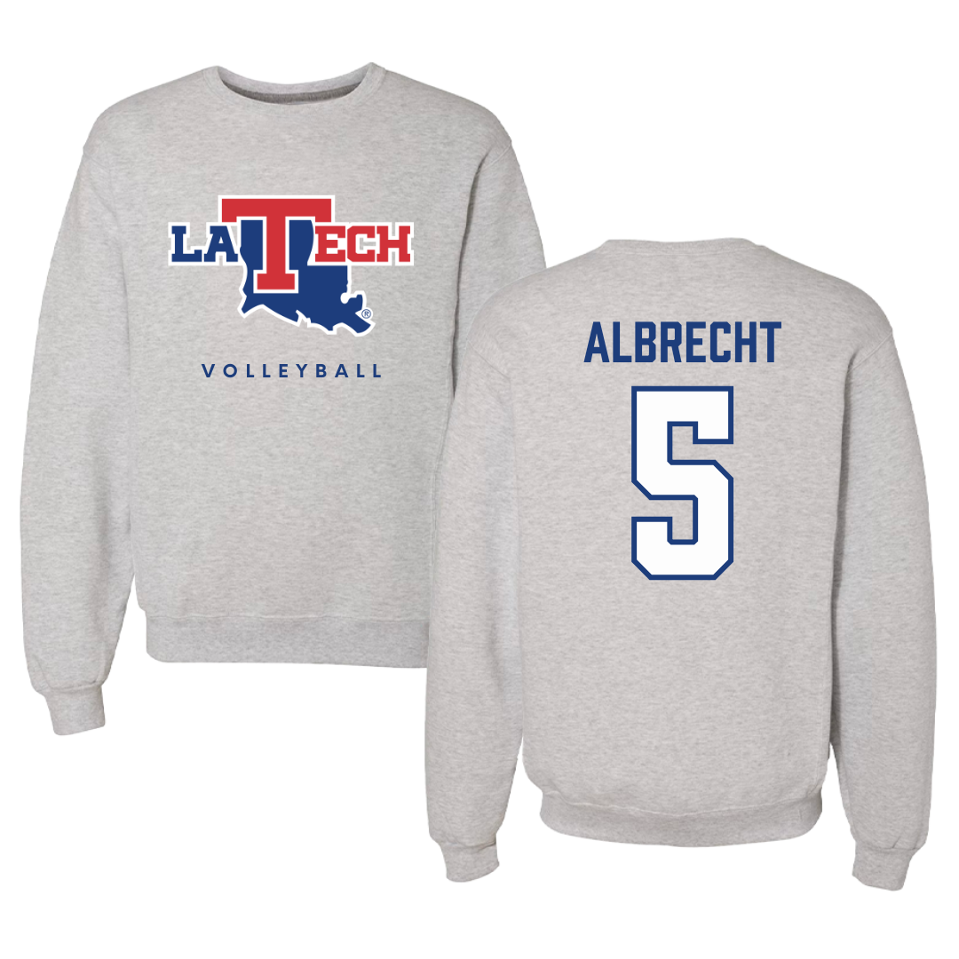 Louisiana Tech University Volleyball Gray Crewneck  - #5 Lauren Albrecht