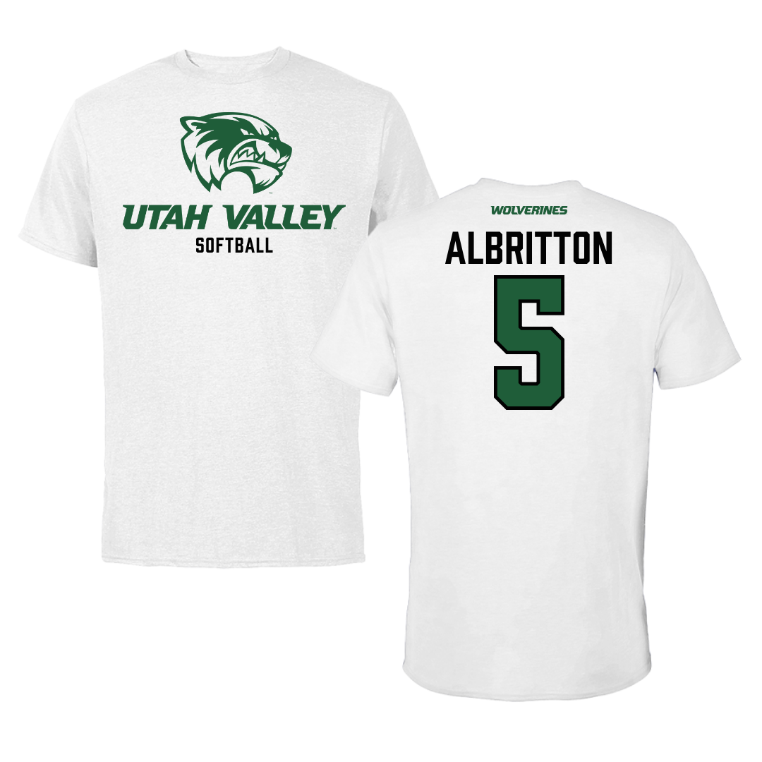 Utah Valley University Softball White Tee  - #5 Danyé Albritton