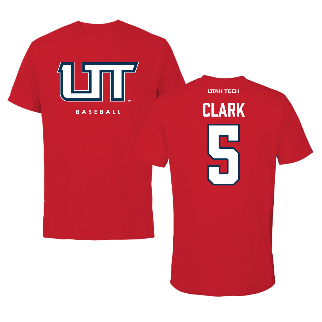 Utah Tech University Baseball Red Tee  - #5 Cayden Clark