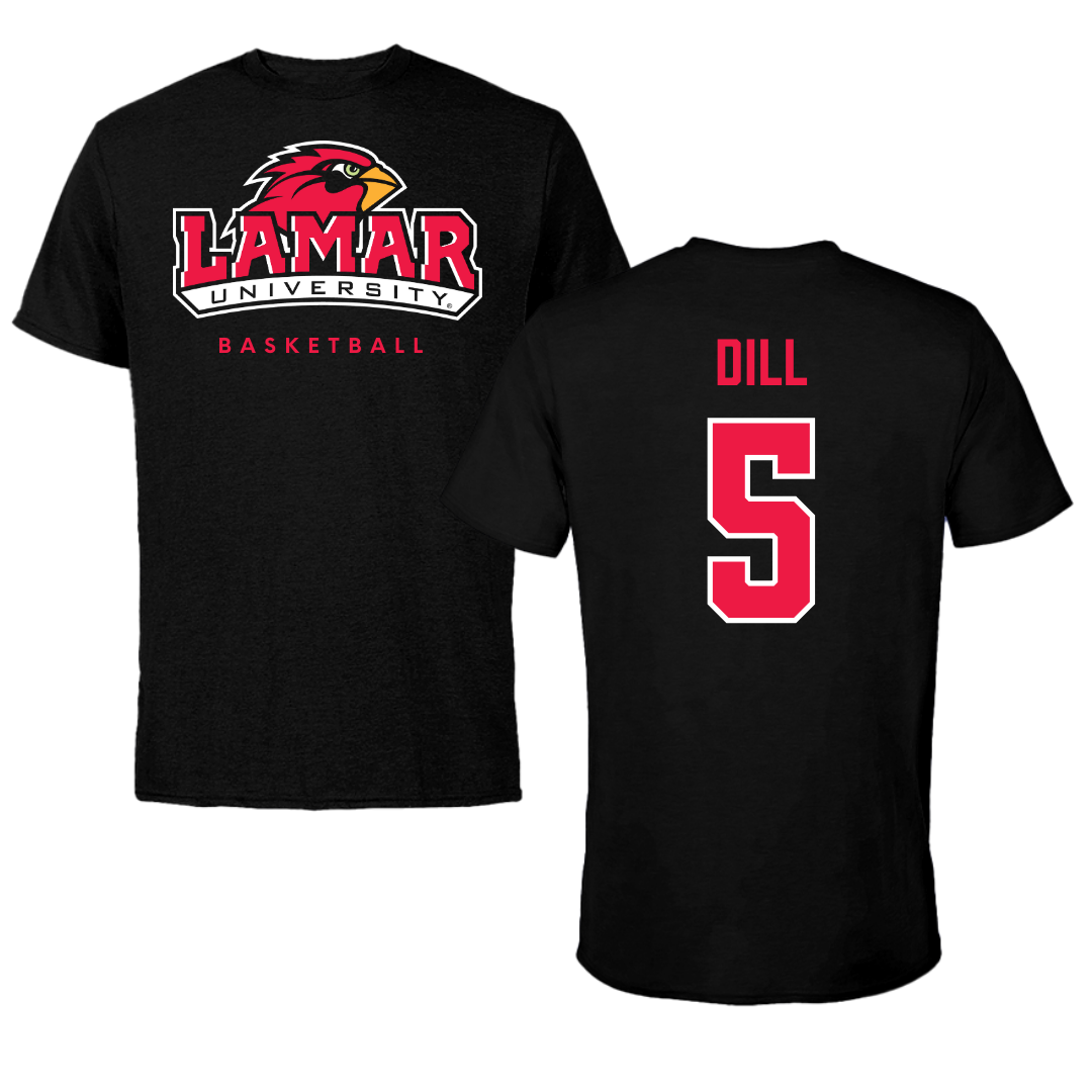 Lamar University Basketball Black Tee  - #5 Cameron Dill