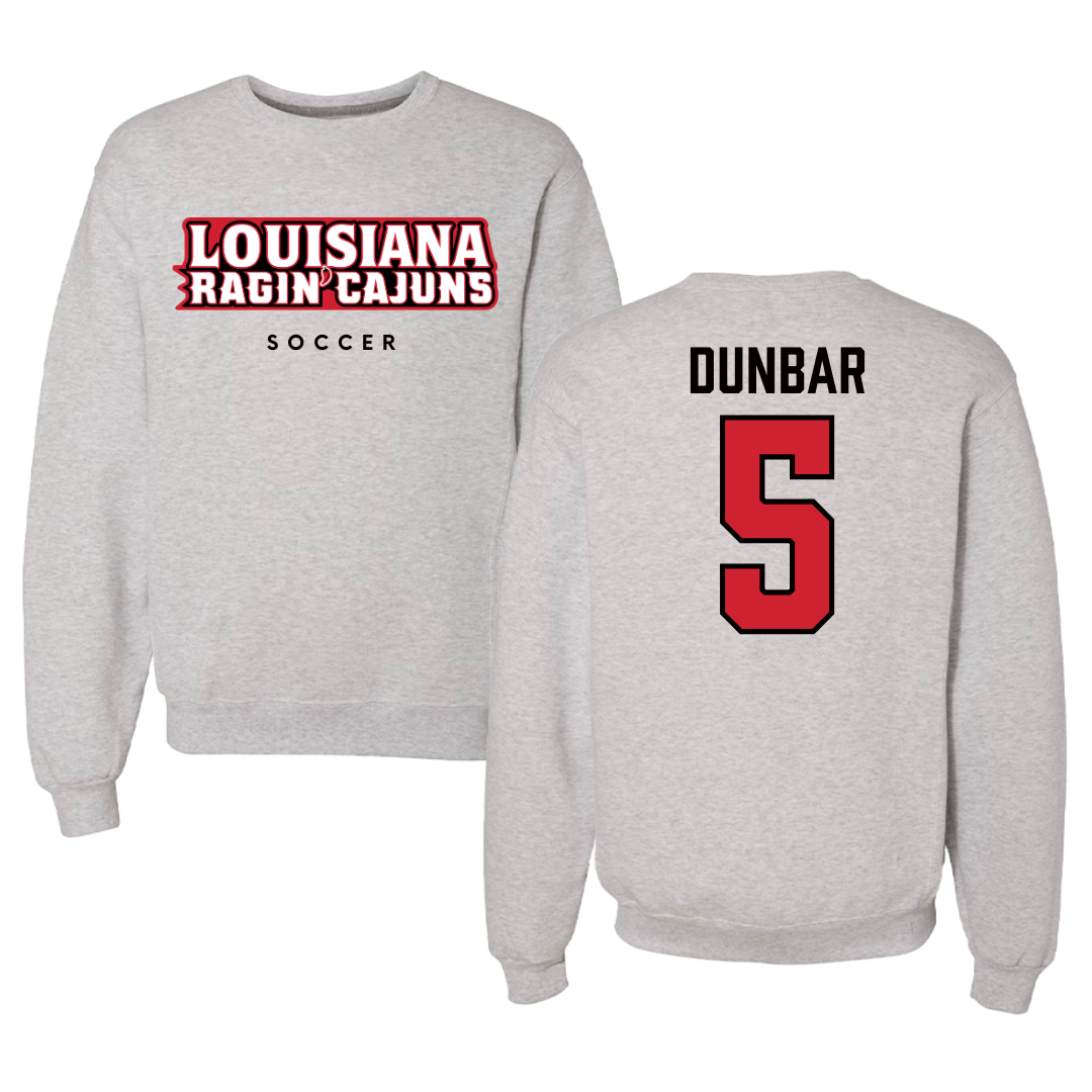 University of Louisiana at Lafayette Soccer Gray Crewneck  - #5 Brynn Dunbar