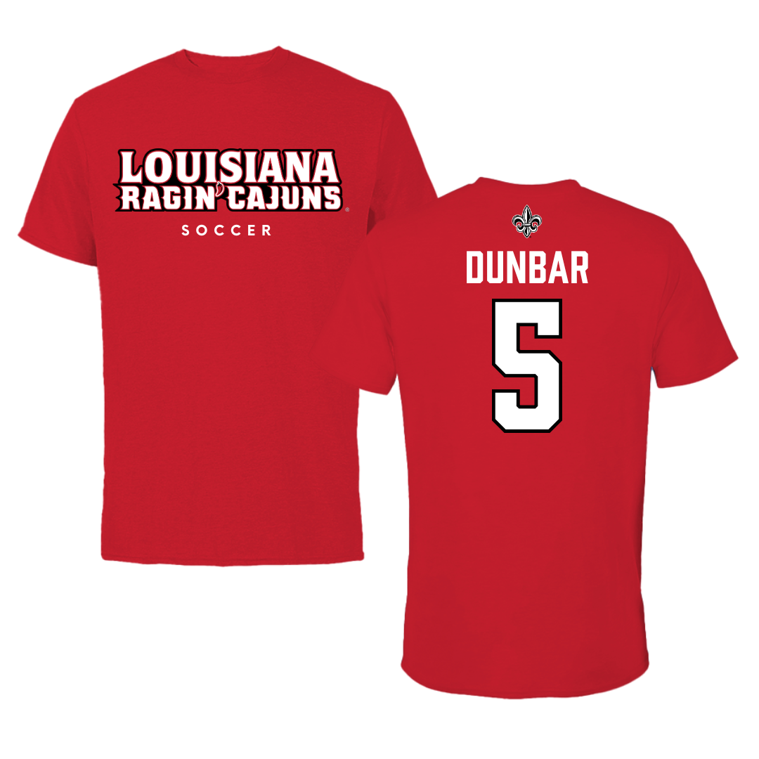 University of Louisiana at Lafayette Soccer Red Tee  - #5 Brynn Dunbar