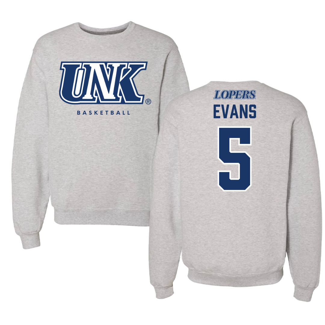 University of Nebraska at Kearney Basketball Gray Crewneck  - #5 Sean Evans