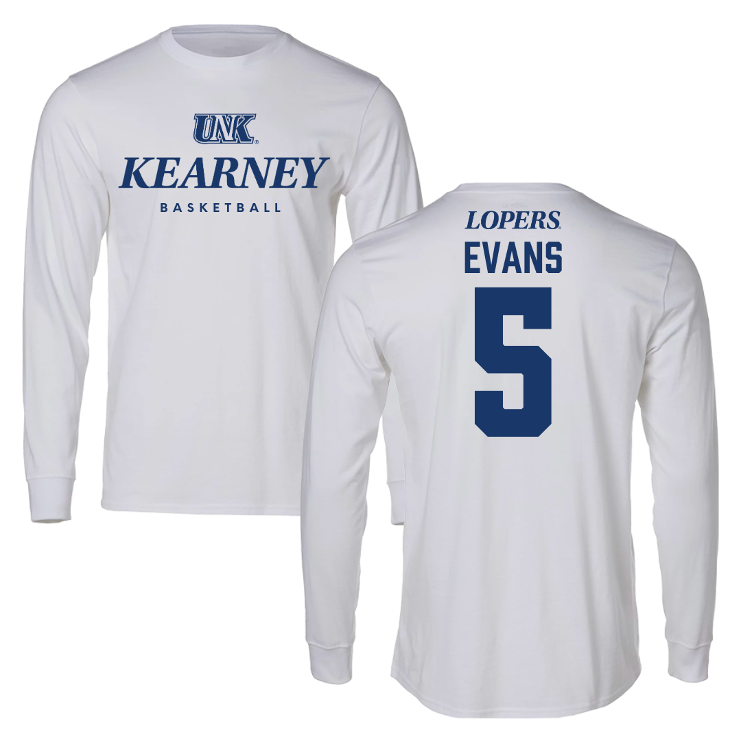 University of Nebraska at Kearney Basketball White Long Sleeve  - #5 Sean Evans