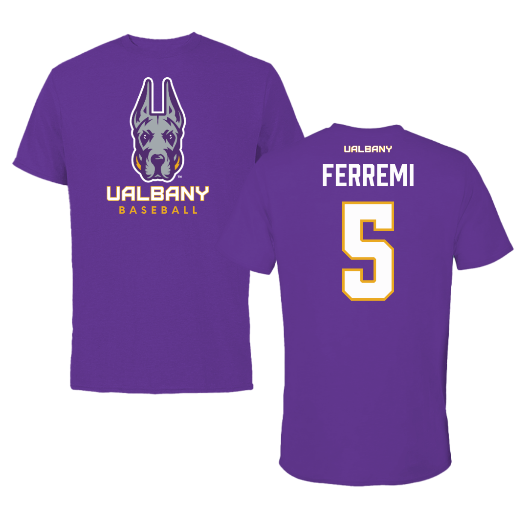 University at Albany Baseball Purple Tee  - #5 Ryan Ferremi