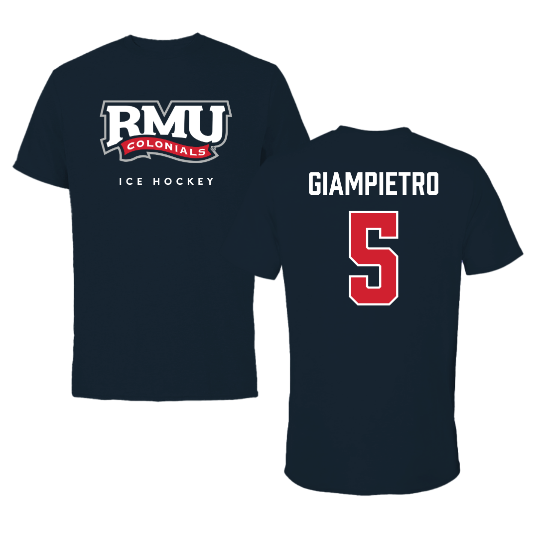 Robert Morris University Ice Hockey Navy Tee  - #5 Alaina Giampietro