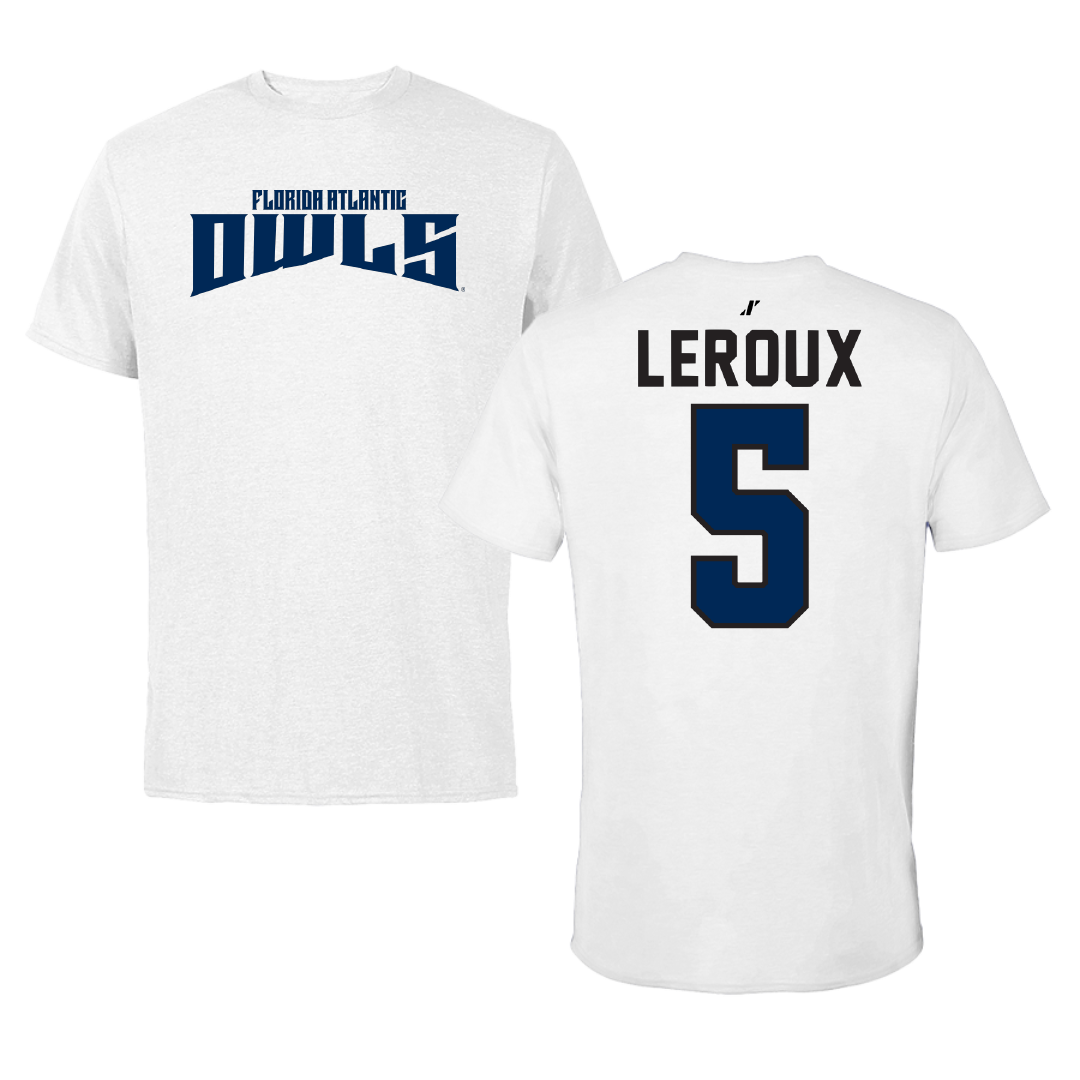 Florida Atlantic University Baseball White Classic Performance Tee - #5 Brando Leroux