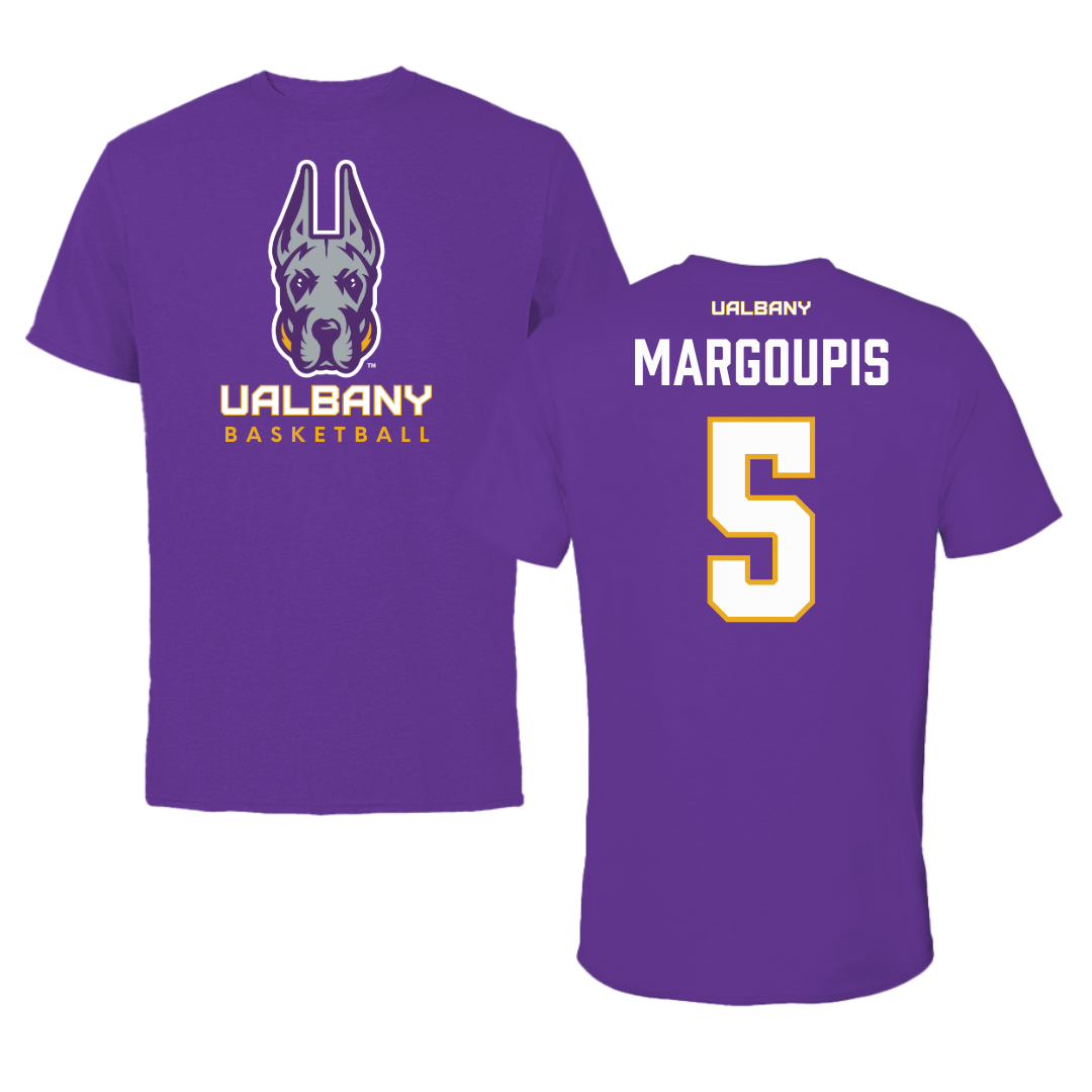 University at Albany Basketball Purple Tee  - #5 Jack Margoupis