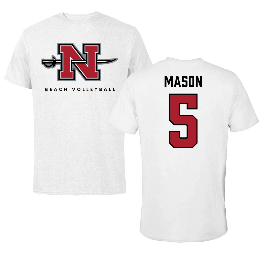 Nicholls State University Beach Volleyball White Tee  - #5 Hailey Mason