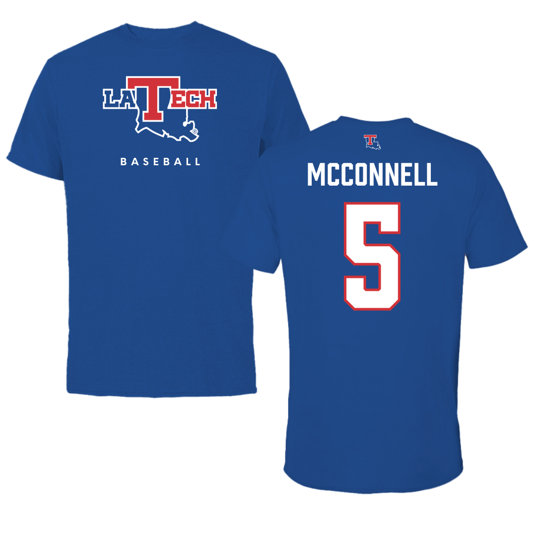 Louisiana Tech University Baseball True Royal Tee  - #5 Cole McConnell