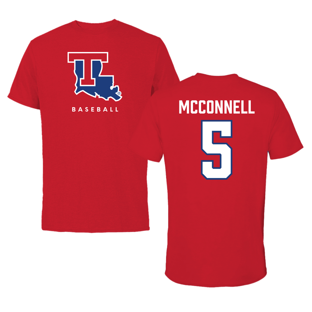 Louisiana Tech University Baseball Red Tee  - #5 Cole McConnell