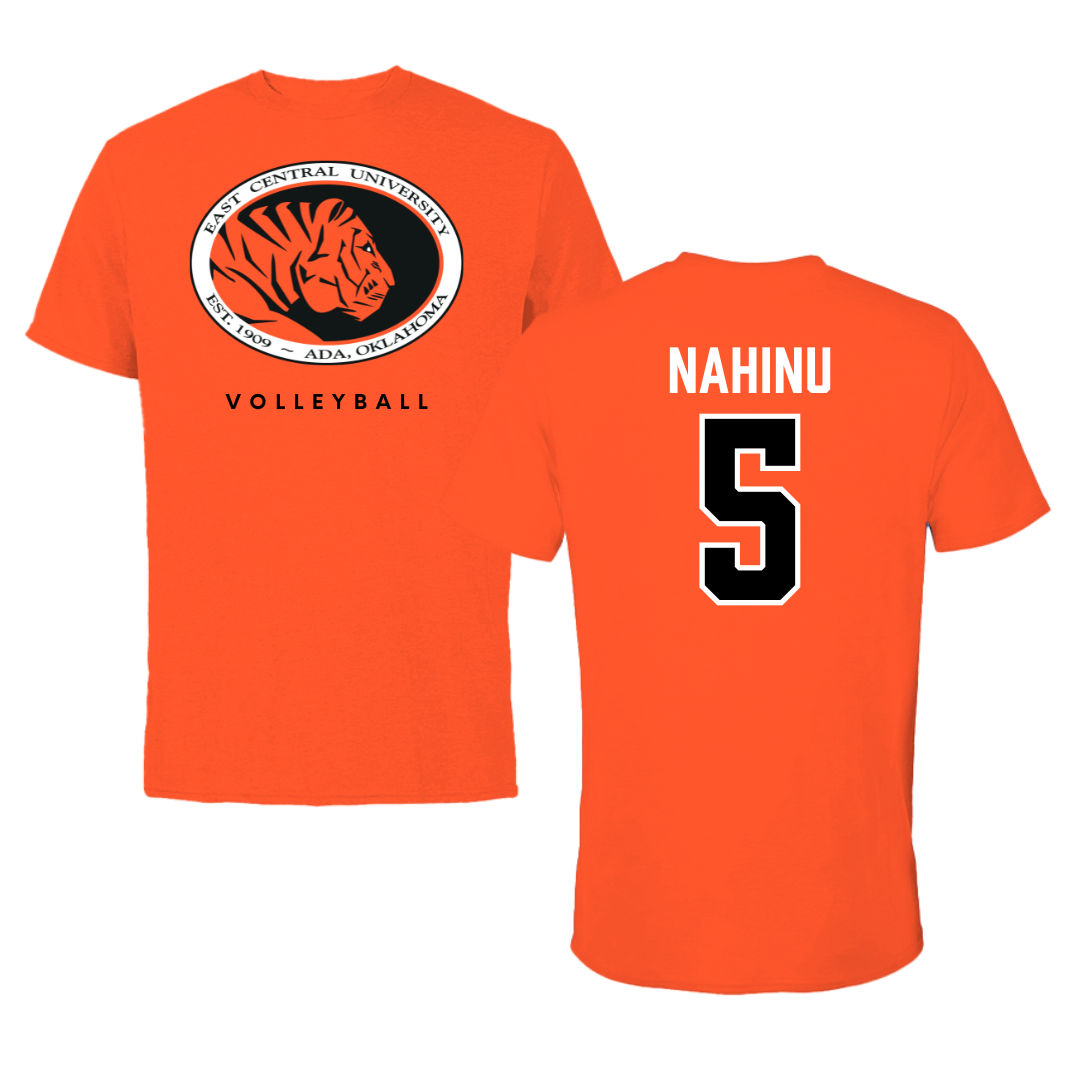 East Central University Volleyball True Orange Tee  - #5 Angel Nahinu