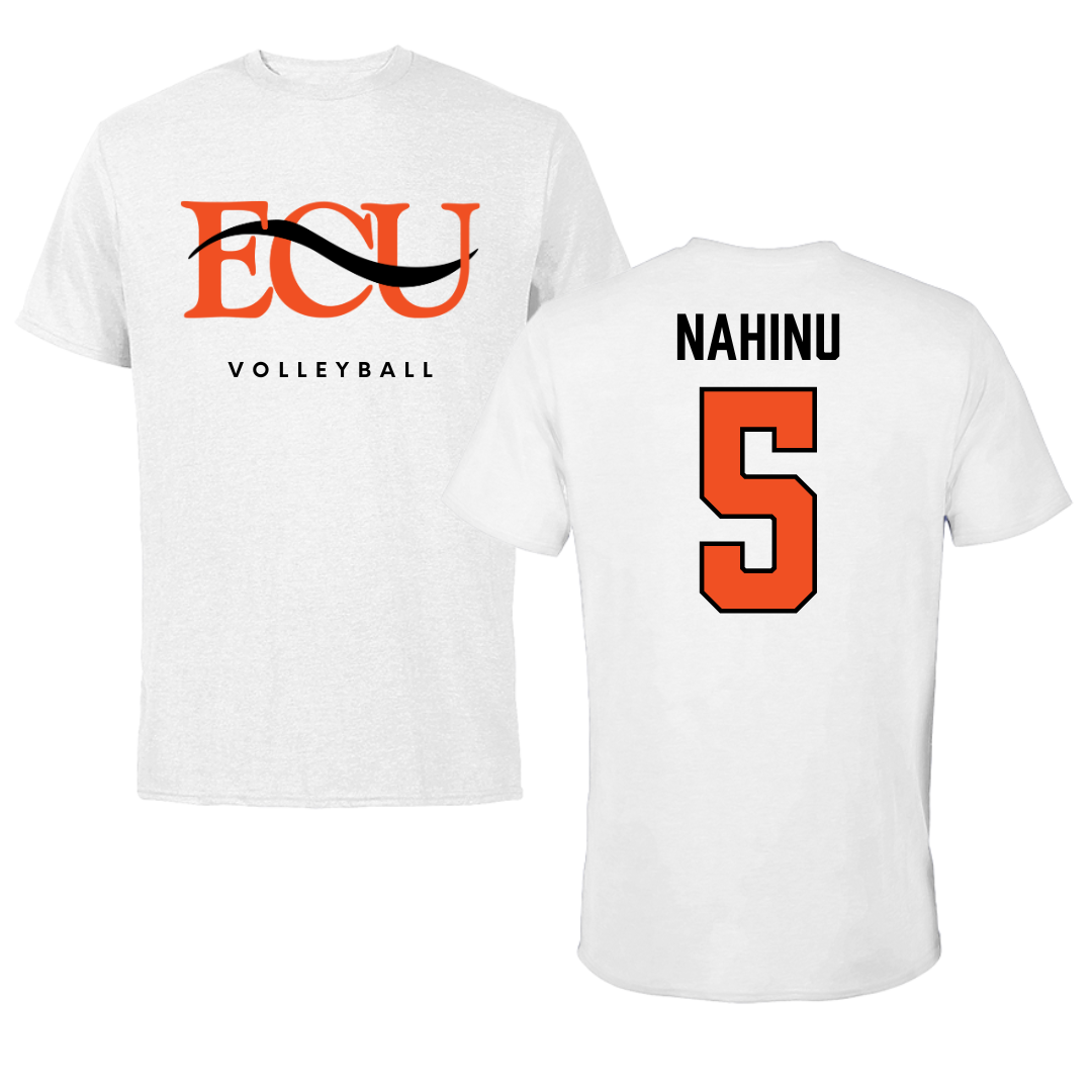 East Central University Volleyball White Tee  - #5 Angel Nahinu