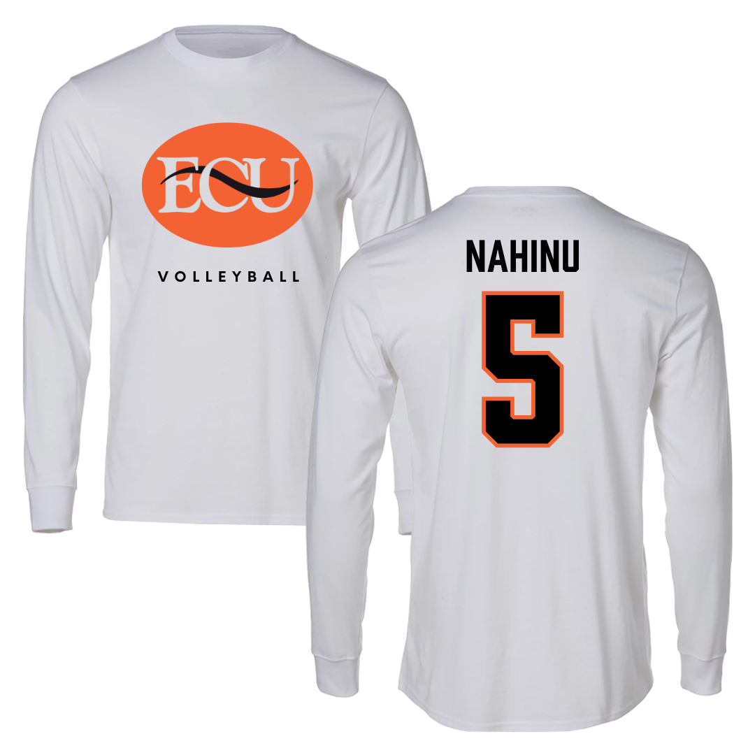 East Central University Volleyball White Long Sleeve  - #5 Angel Nahinu