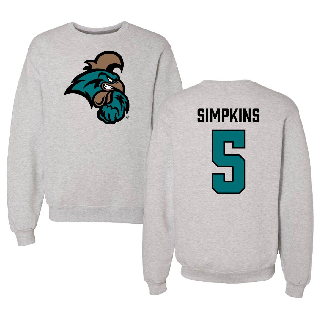 Coastal Carolina University Football Gray Crewneck  - #5 Ja'Vin Simpkins
