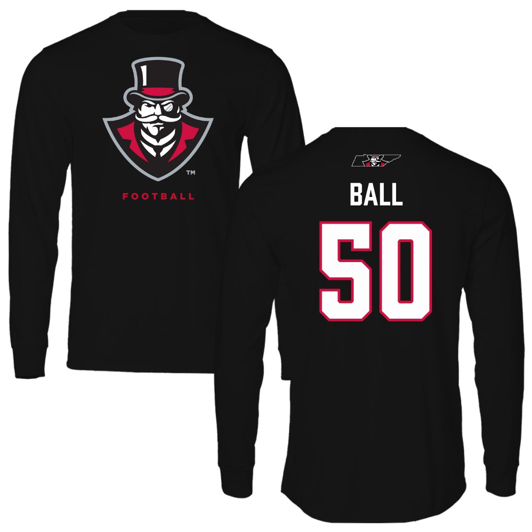 Austin Peay State University Football Black Mascot Long Sleeve - #50 Kendyle Ball