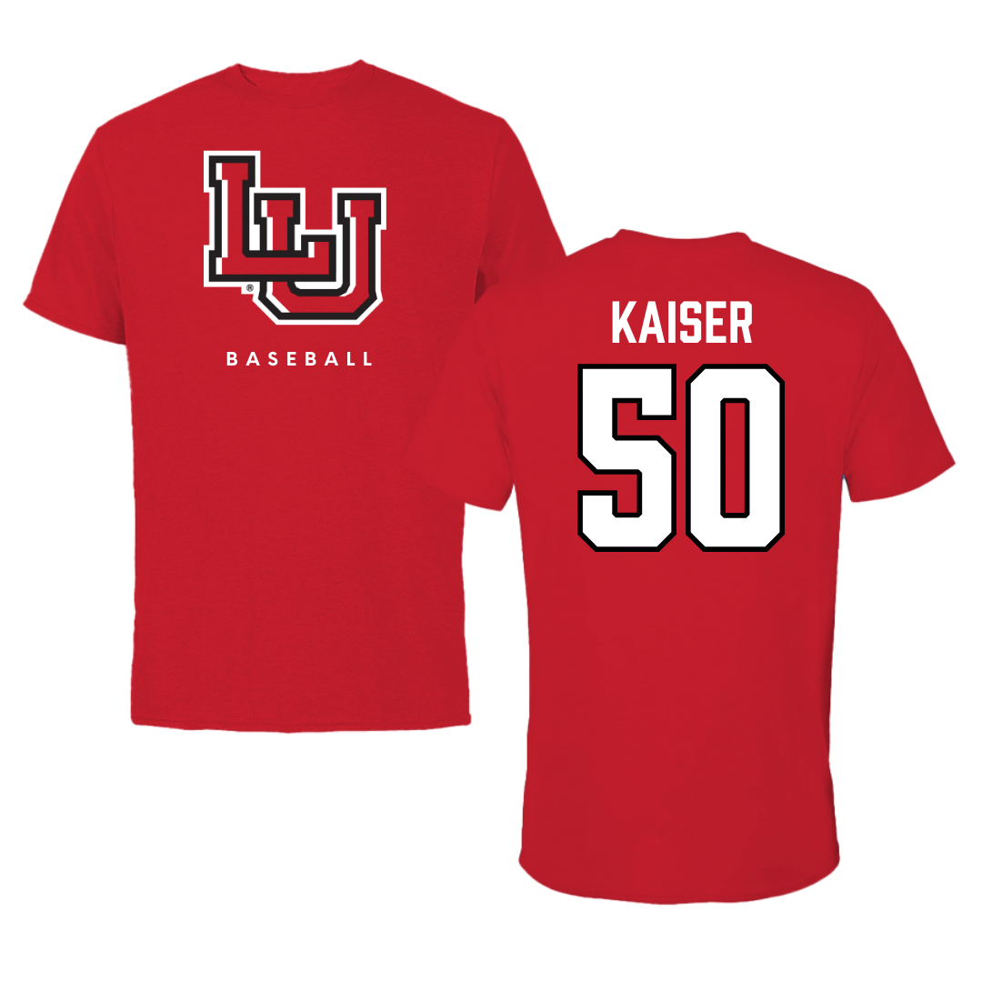 Lamar University Baseball Red Tee  - #50 Connor Kaiser
