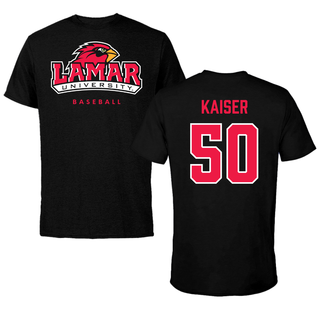 Lamar University Baseball Black Tee  - #50 Connor Kaiser