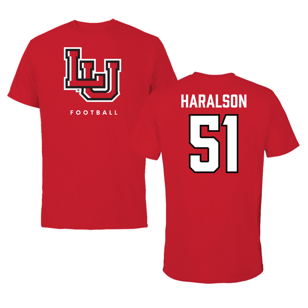 Lamar University Football Red Tee  - #51 Alex Haralson