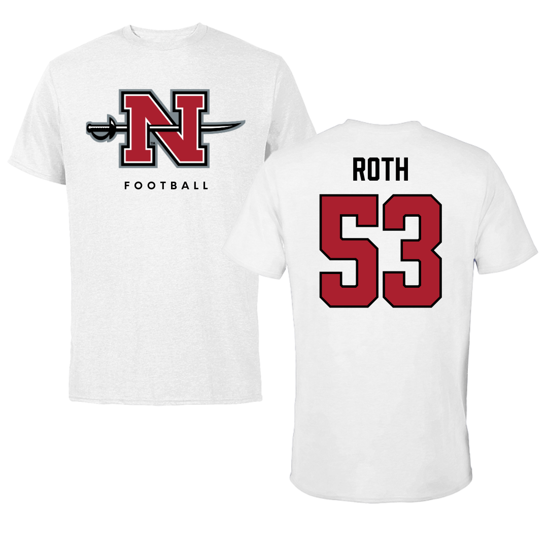 Nicholls State University Football White Tee  - #53 Craig Roth