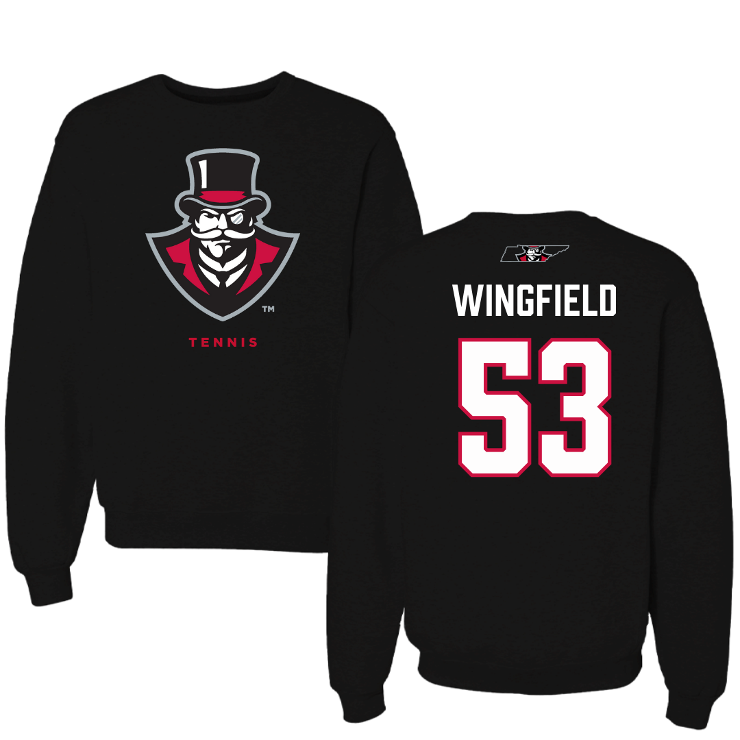Austin Peay State University Football Black Mascot Crewneck - #53 Christian Wingfield