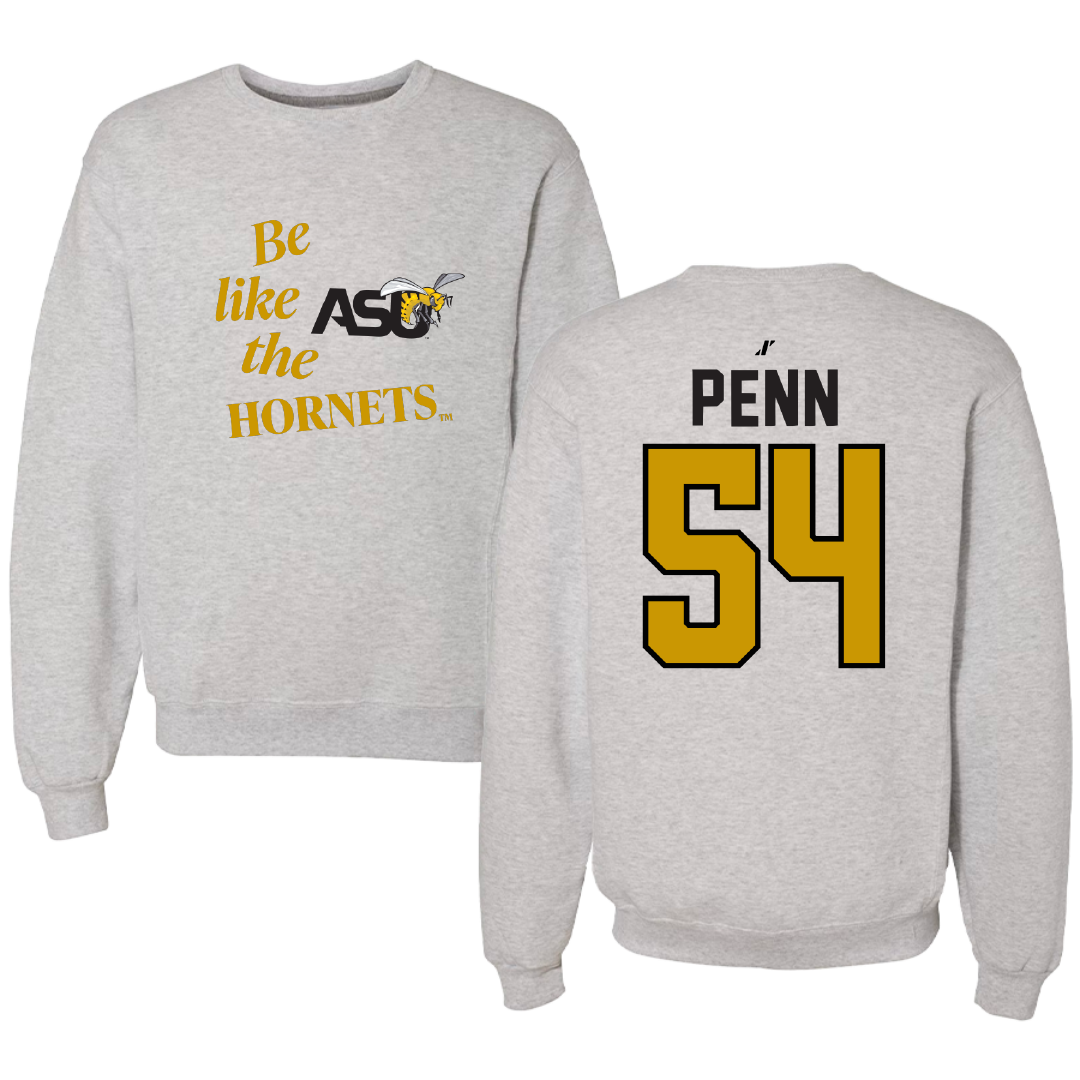 Alabama State University Football Light Gray Be Like Us Crewneck - #54 Dezmond Penn