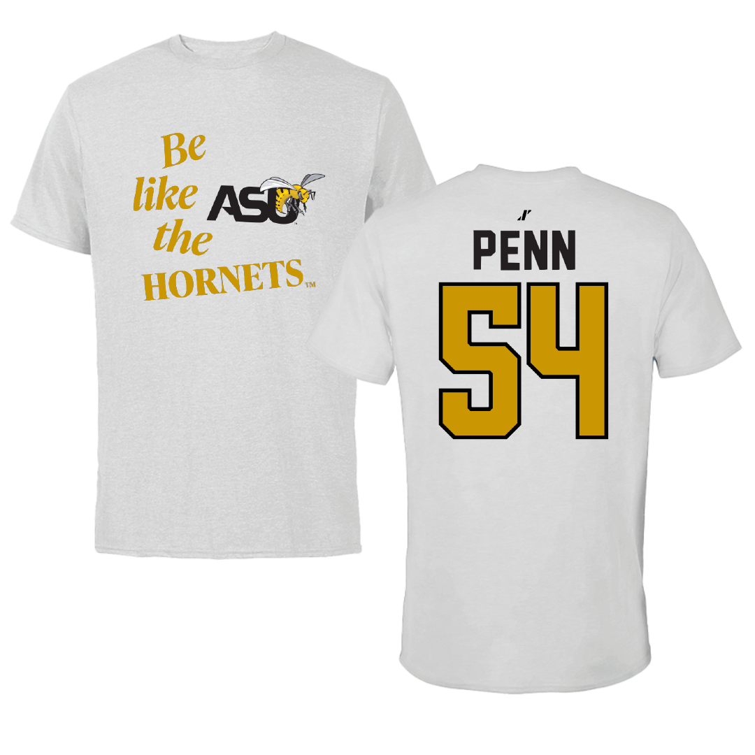 Alabama State University Football Light Gray Be Like Us Performance Tee - #54 Dezmond Penn