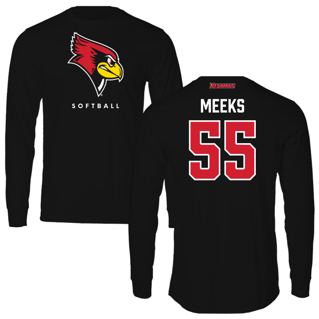 Illinois State University Softball Black Mascot Long Sleeve  - #55 Hannah Meeks
