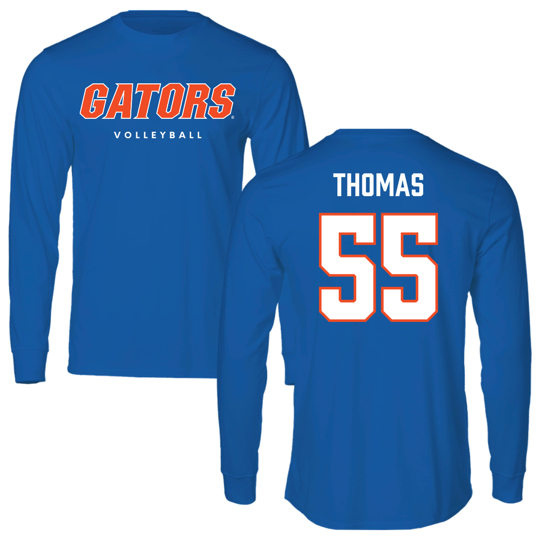 University of Florida Volleyball True Royal Block Long Sleeve - #55 Amaya Thomas