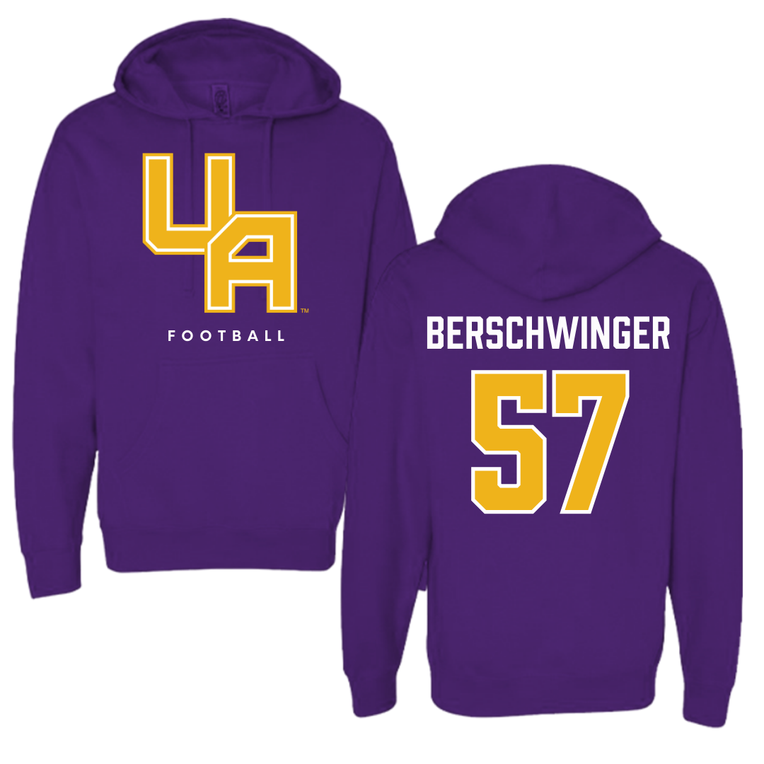 Sudadera con capucha morada de fútbol de la Universidad de Albany - #57 Troy Berschwinger