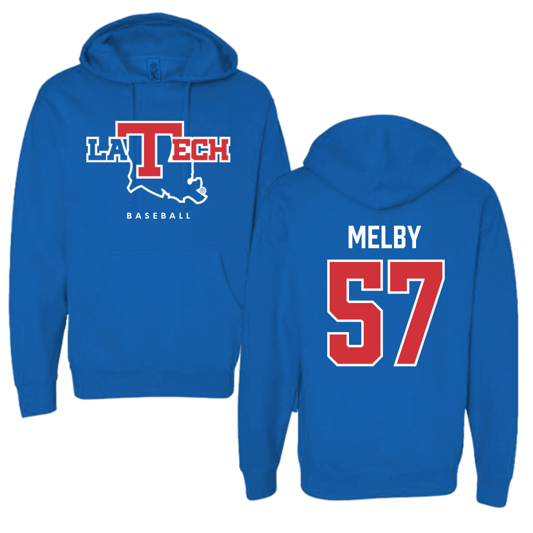 Louisiana Tech University Baseball Royal Blue Hoodie  - #57 Will Melby