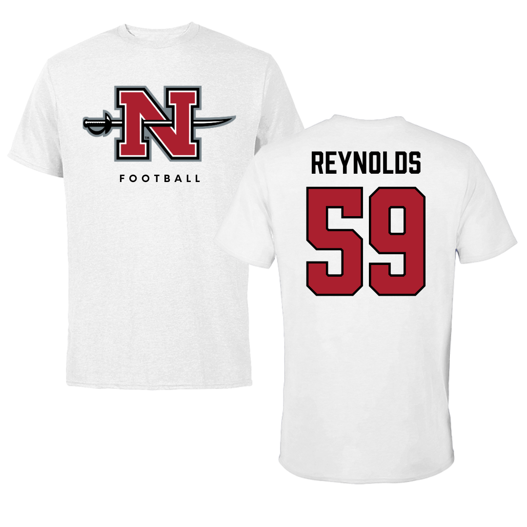 Nicholls State University Football White Tee  - #59 Ethan Reynolds