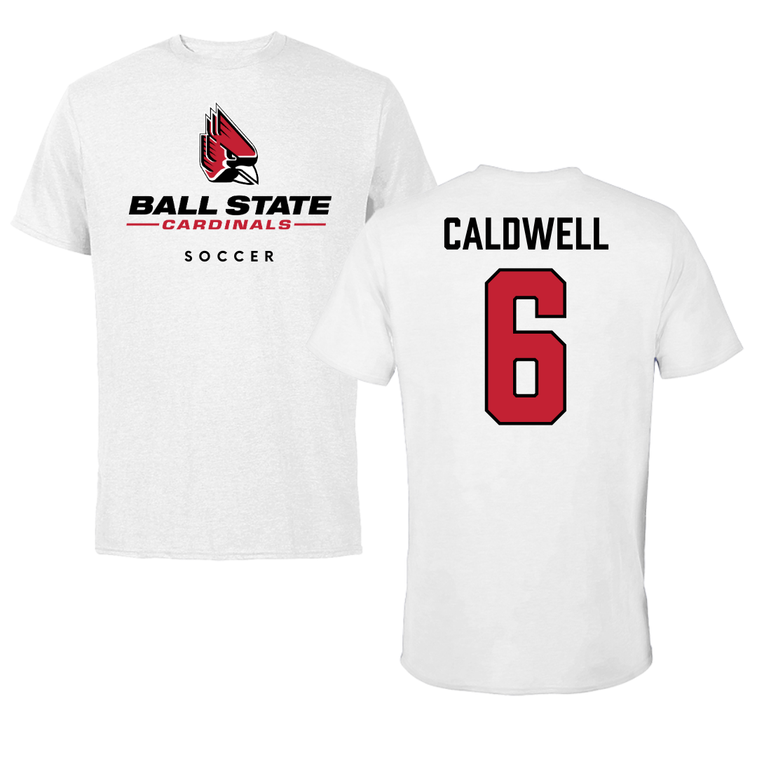 Ball State University Soccer White Tee  - #6 Delaney Caldwell