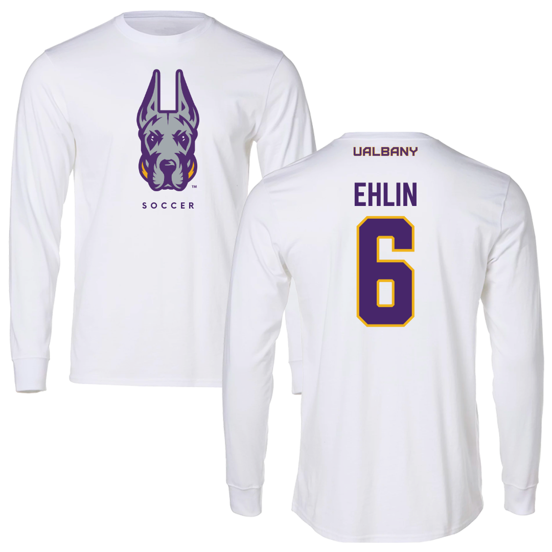 University at Albany Soccer White Long Sleeve  - #6 Elias Ehlin
