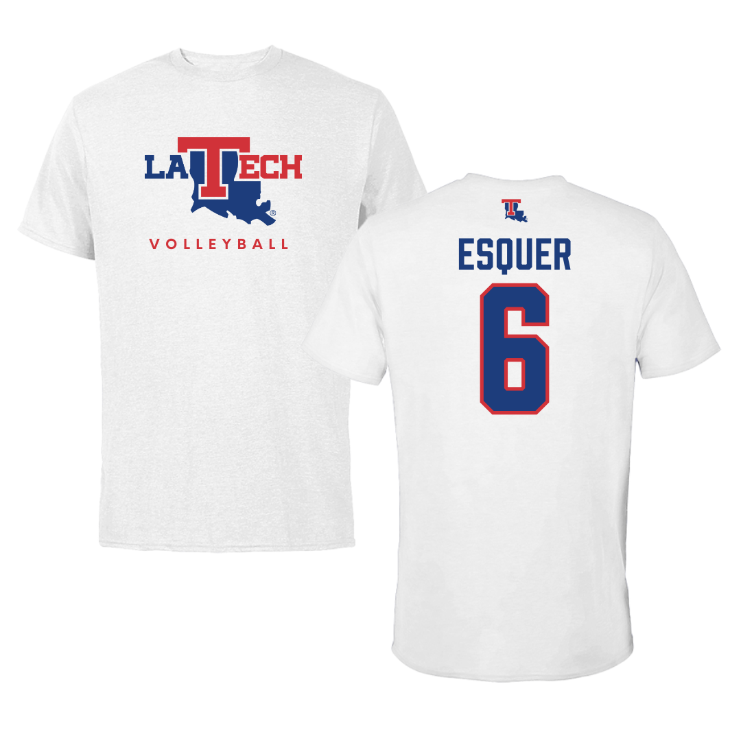 Louisiana Tech University Volleyball White Tee  - #6 Carla Esquer