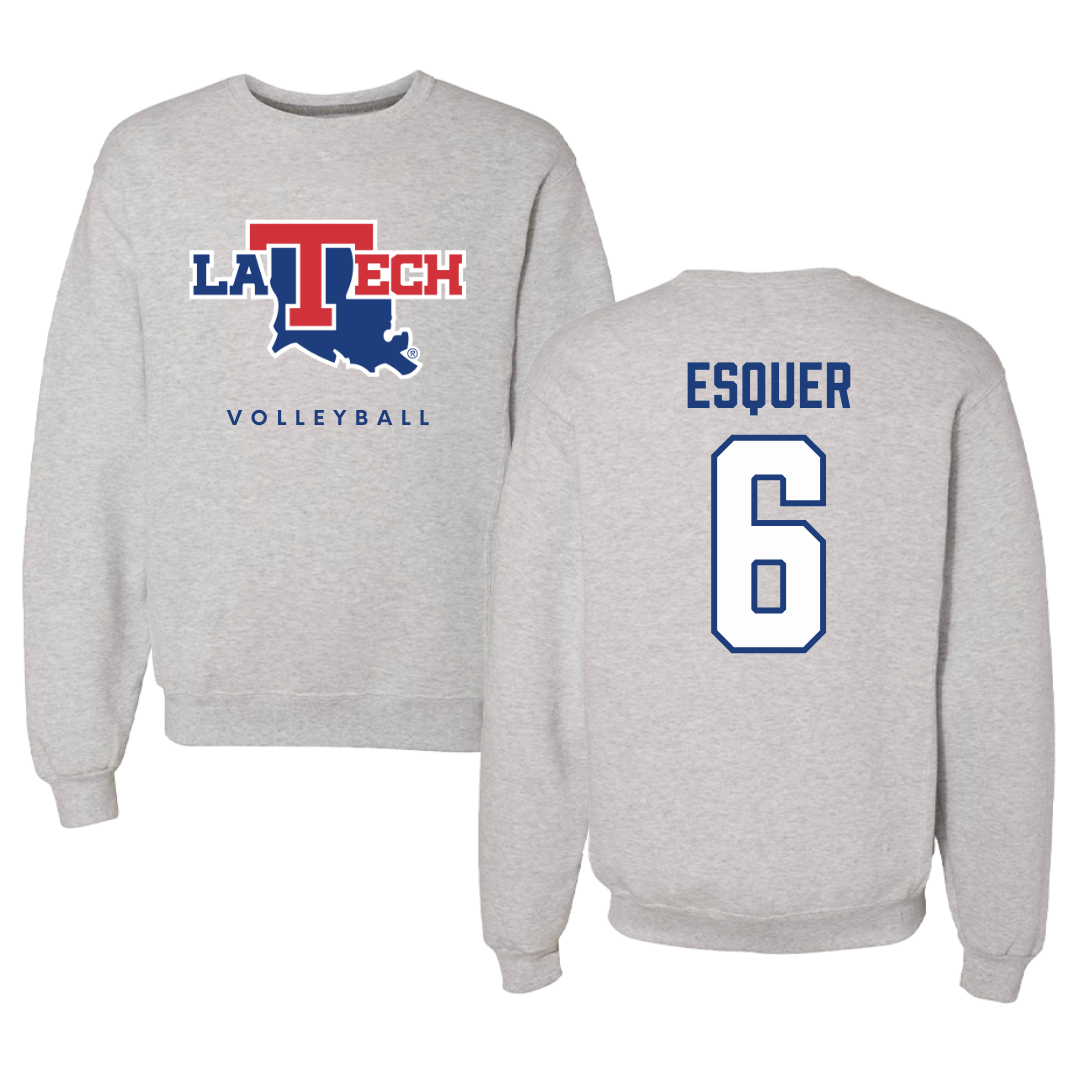 Louisiana Tech University Volleyball Gray Crewneck  - #6 Carla Esquer