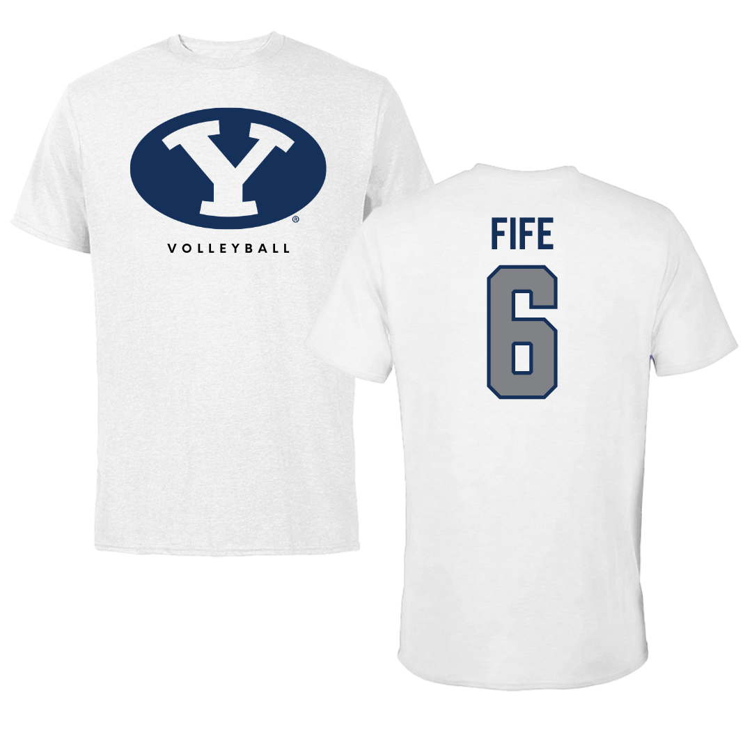 Brigham Young University Volleyball White Tee  - #6 Jackson Fife