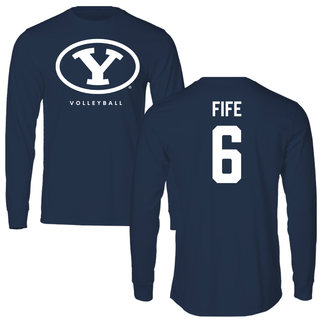 Brigham Young University Volleyball Navy Long Sleeve  - #6 Jackson Fife