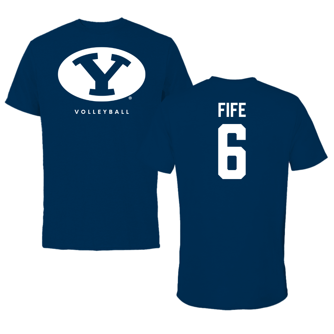 Brigham Young University Volleyball Navy Tee  - #6 Jackson Fife