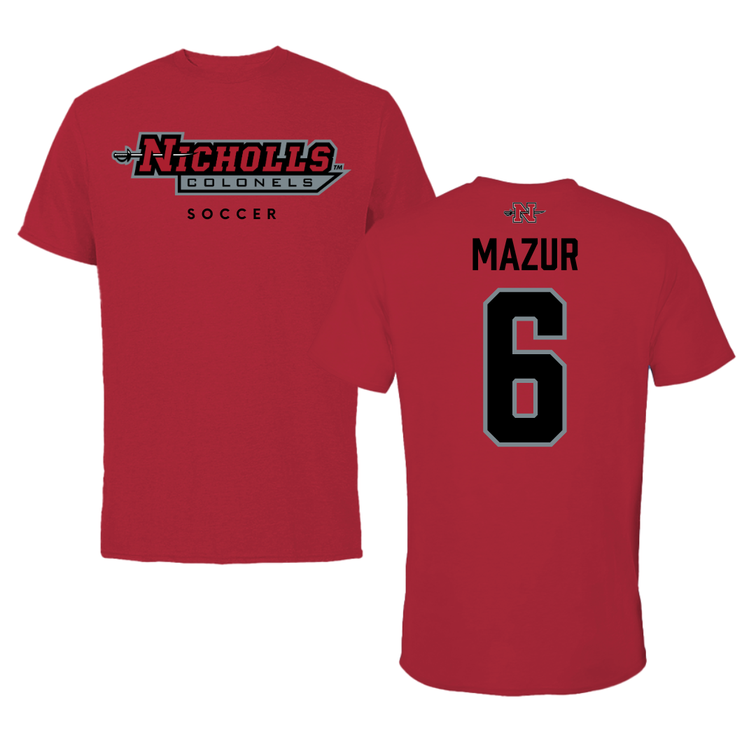 Nicholls State University Soccer Red Tee  - #6 Lillie Mazur