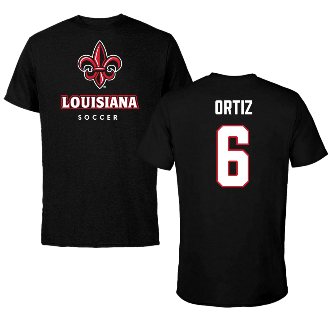 University of Louisiana at Lafayette Soccer Black Tee  - #6 Lucy Ortiz