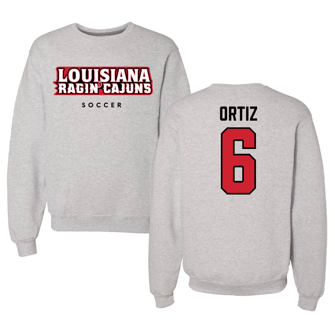 University of Louisiana at Lafayette Soccer Gray Crewneck  - #6 Lucy Ortiz