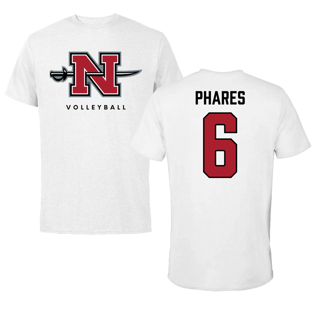 Nicholls State University Volleyball White Tee  - #6 Addison Phares