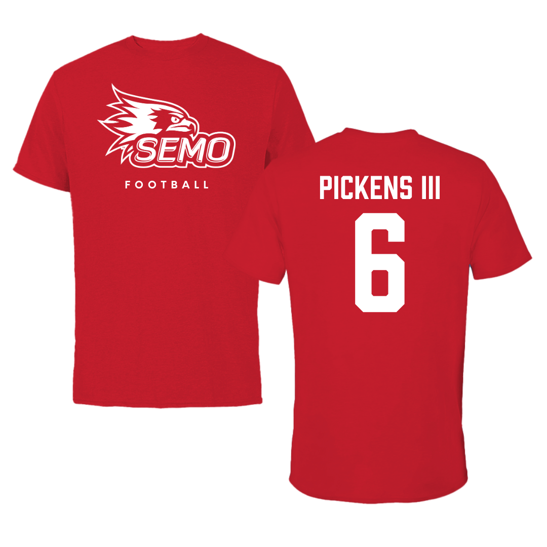 Southeast Missouri State University Football Red Tee  - #6 Henry Pickens III