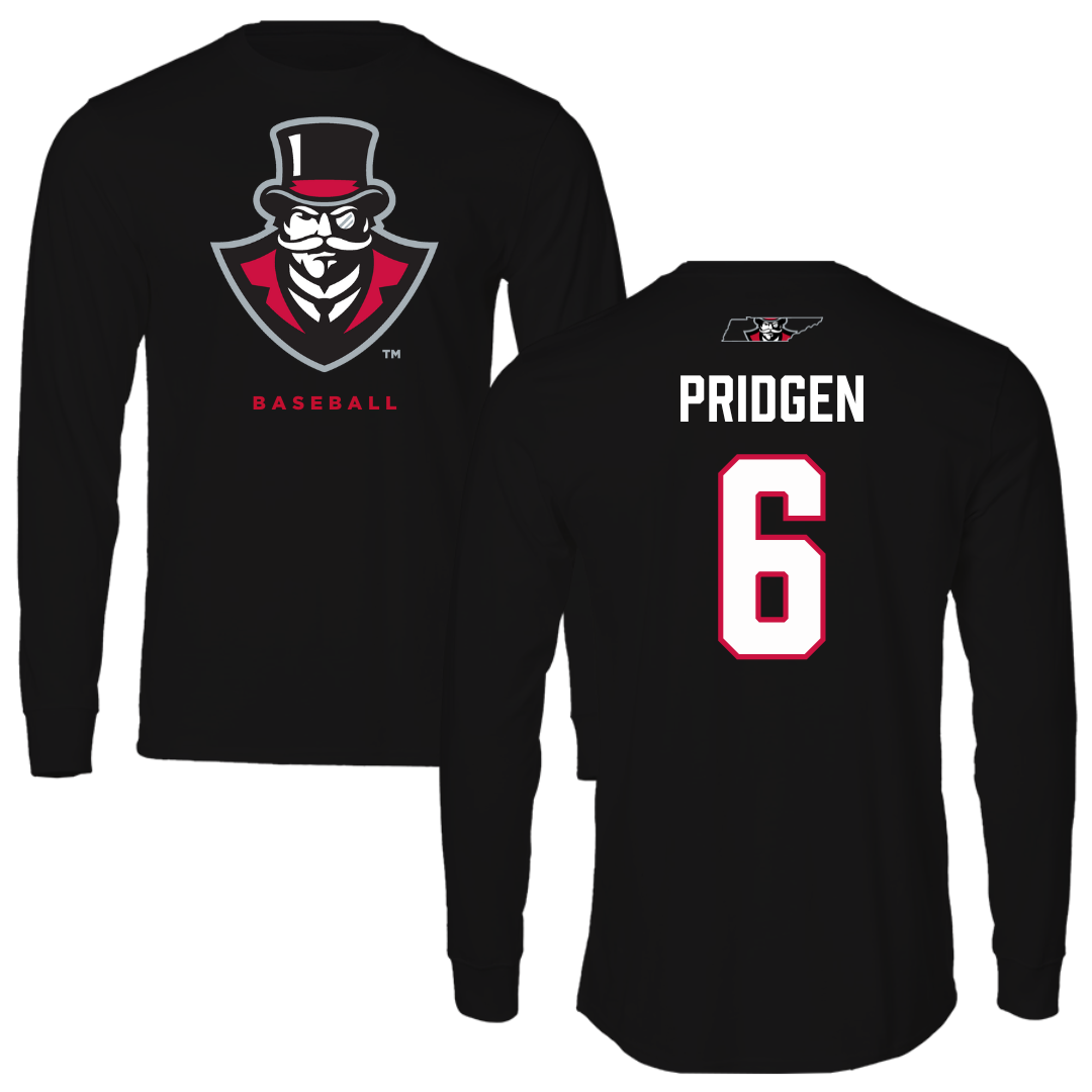 Austin Peay State University Baseball Black Mascot Long Sleeve - #6 Paris Pridgen