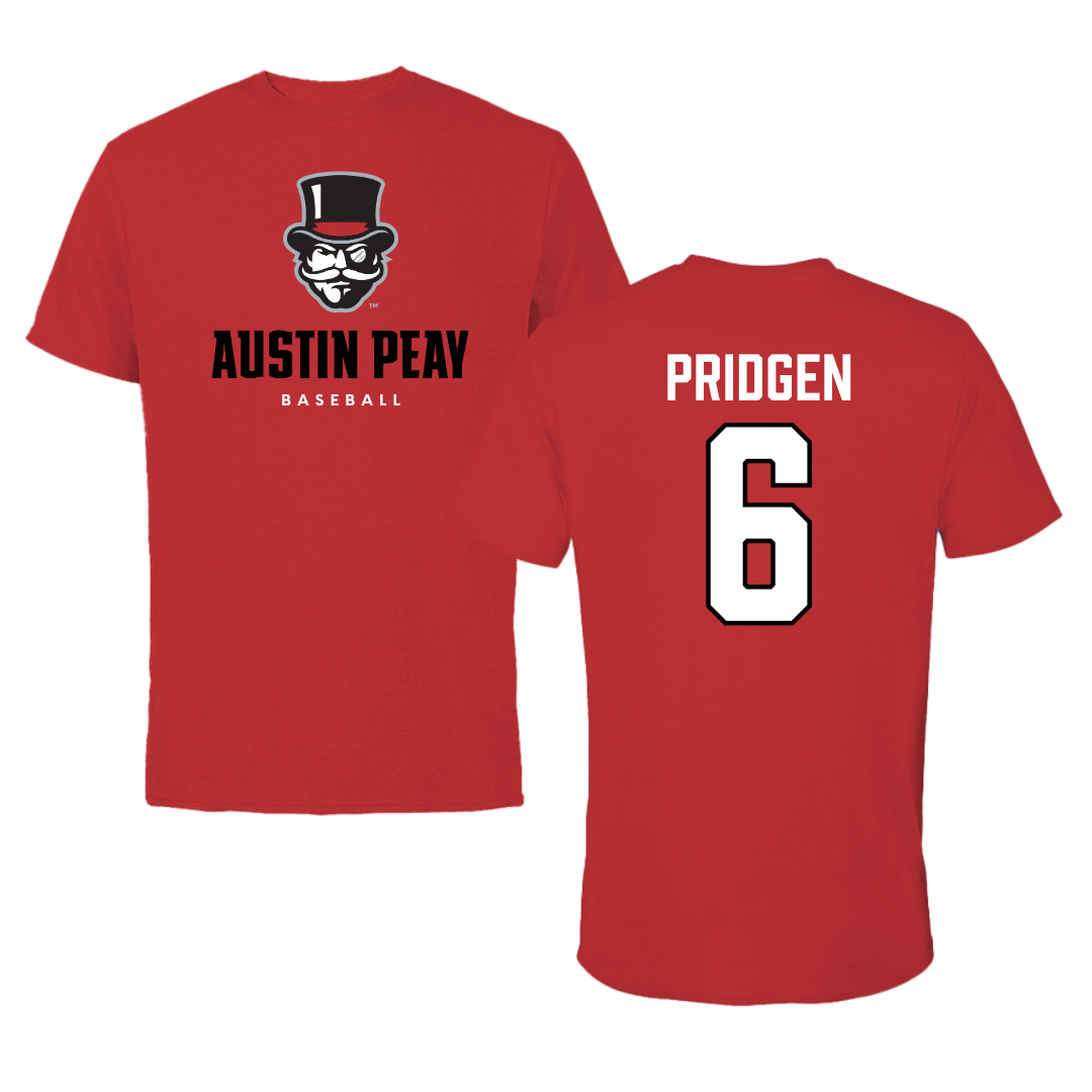 Austin Peay State University Baseball Red Mascot Tee - #6 Paris Pridgen