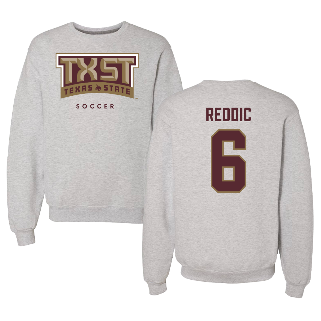 Texas State University Soccer Gray Crewneck  - #6 Grace Reddic