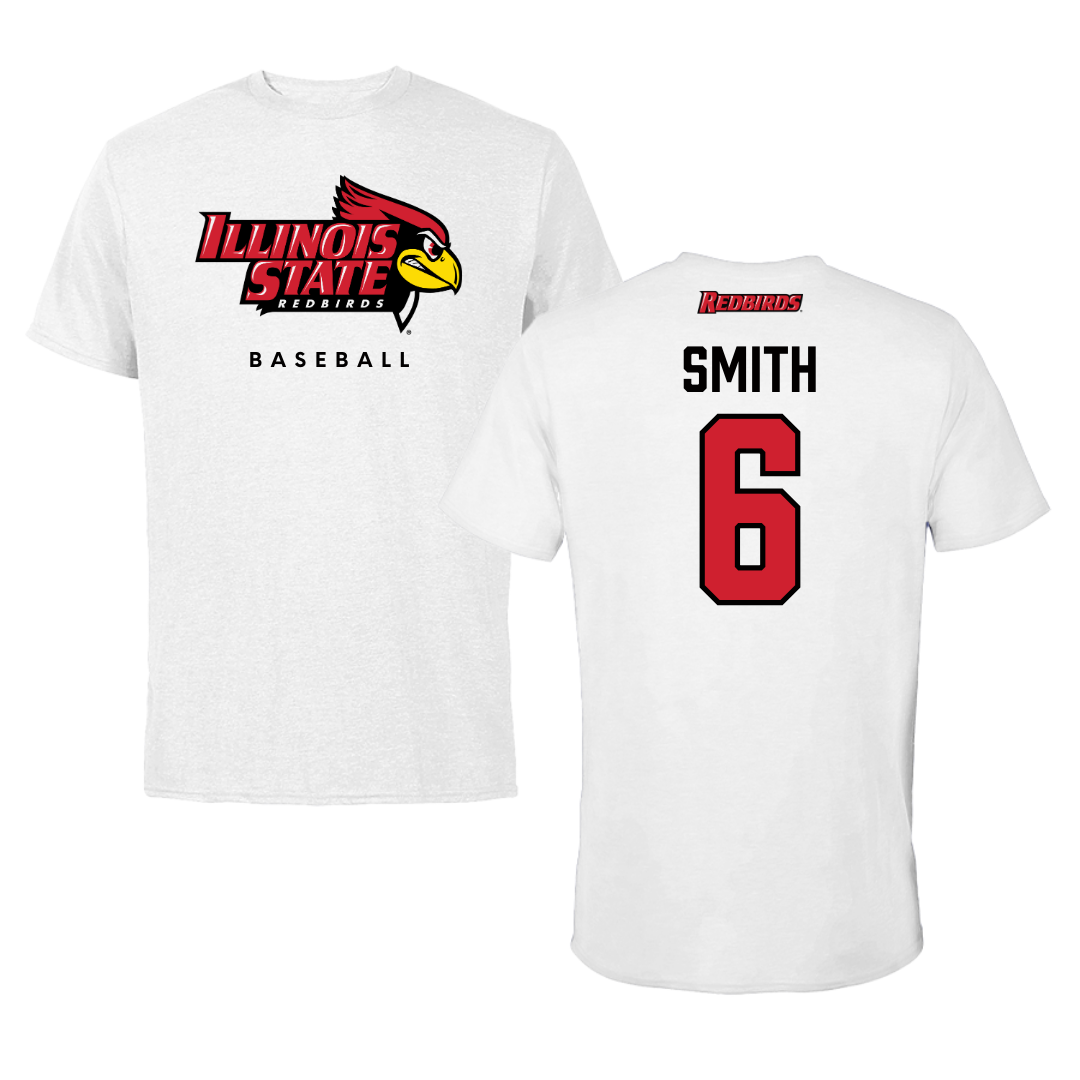 Illinois State University Baseball White Tee  - #6 Noah Smith